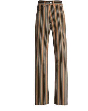 Marni Stripped Cotton-Blend Woven Straight Leg Jeans - Natural