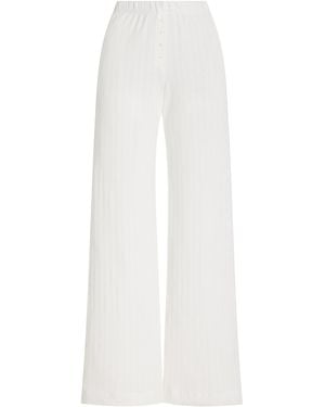 Leset Pointelle-knit Cotton Boxer Trousers - White