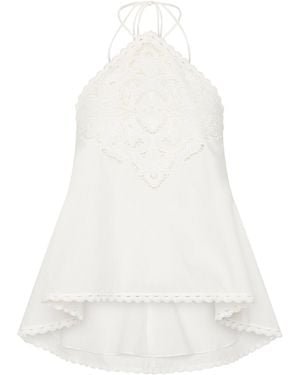 ROAME. Marianne Broderie Anglaise Cotton Halter Top - White
