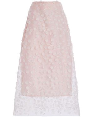 Marlies Grace Heather Floral-Appliquéd Tulle Midi Skirt - Pink