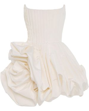 Carolina Herrera Pleated Silk Faille Mini Dress - White