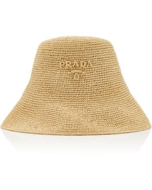 Prada Raffia Bucket Hat - Natural