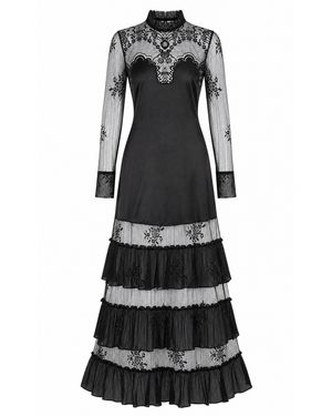 Sleeping with Jacques Emily Silk Lace Maxi Dress - Black