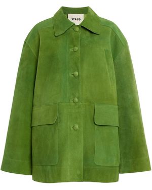 STAUD Roxanne Suede Shirt Jacket - Green