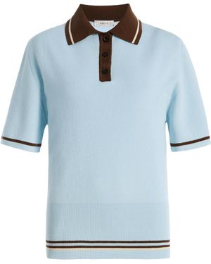 AMIYA Ivy Colorblocked Wool Polo Top - Blue