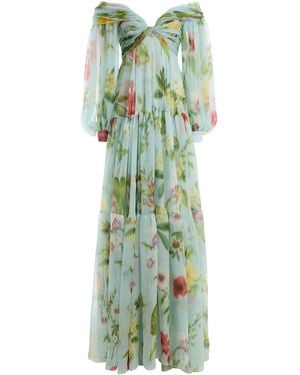 Oscar de la Renta Off-The-Shoulder Silk-Chiffon Gown - Green