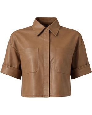 Twp My Newest Mistake Cropped Leather Shirt - Brown