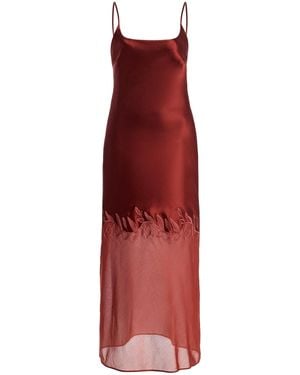 By Malene Birger Camilla Organza-Trimmed Embroidered Satin Midi Slip Dress