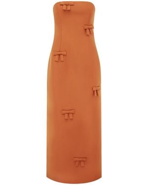 LEO LIN Rayna Bow Bustier Maxi Dress - Orange