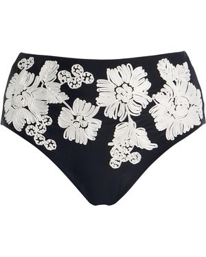 Jonathan Simkhai Francie Embroidered High-Rise Bikini Bottom - Black