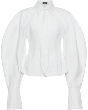 A.W.A.K.E. MODE Tie-Detailed Stretch-Cotton Poplin Shirt - White