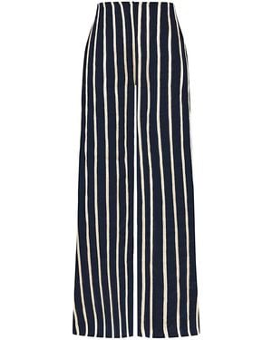 ANDRES OTALORA A Ti Vamos Embroidered Linen-Blend Straight-Leg Trousers - Blue