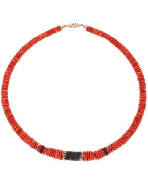 Dezso by Sara Beltran Red Coral Puka Shell Necklace - White