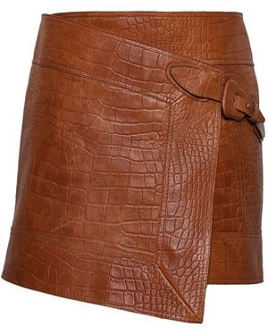 Johanna Ortiz Leather Emerging Mini Skirt - Brown