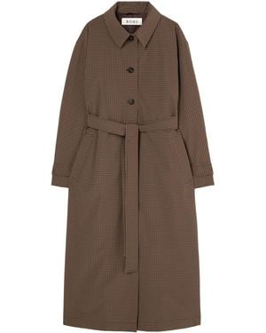 Rohe Technical Check Belted Coat - Brown