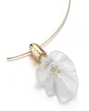 Mateo 14K Calla Lily Baroque Pearl And Diamond Necklace - White