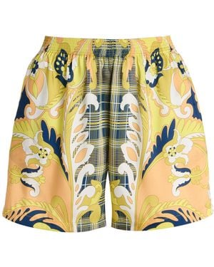 Etro Exclusive Riviera Printed Silk-twill Shorts - Metallic