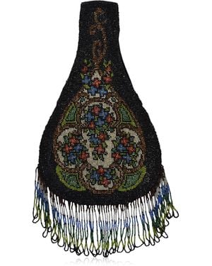 Lucia Zolea 1920S Floral Glass Beaded Fringed Purse - Multicolour