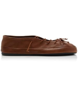 Miu Miu Leather Ballet Flats - Brown