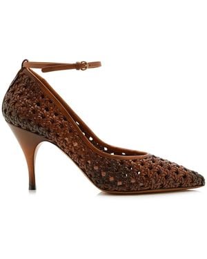 Miu Miu Woven Leather Court Shoes - Brown