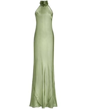 Galvan London Sienna Satin Organza Gown - Green