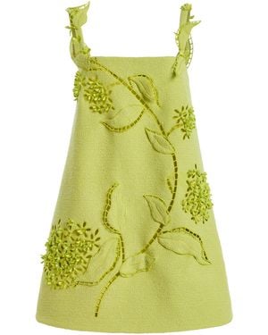 sachin and babi light blue dress Oscar De La Renta Floral Embroidered Short Cotton Tweed Shift Dress In  Neutral main image 0