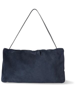 The Row Xl Bourse Suede Bag - Blue