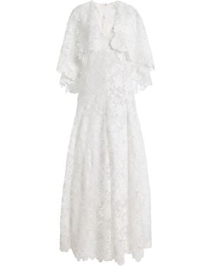Oscar de la Renta Hibiscus Guipure Lace Maxi Dress - White