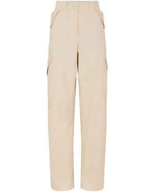 Rabanne Cotton-Blend Wide-Leg Trousers - Natural