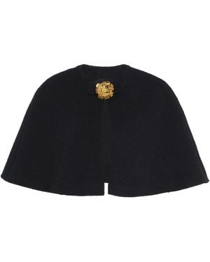 Oscar de la Renta Cape-Detailed Cotton-Wool Tweed Jacket - Black
