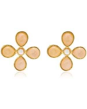 Sylvia Toledano Pansy Golden Brass Quartz Earrings - Metallic