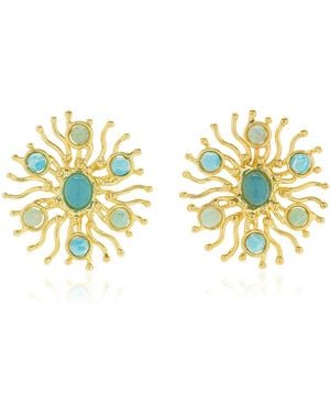 Sylvia Toledano Sunshine 22k Gold-plated Chalcedony, Larimar Earrings - Metallic