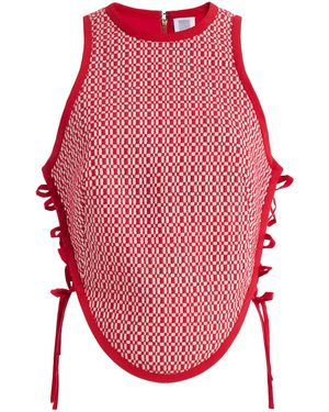 Rosie Assoulin Shield Jacquard Tie Top - Red