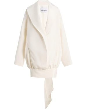 Atelier Prabal Gurung Four-Ply Silk Crepe Hand-Draped Knotted Cocoon Jacket - White