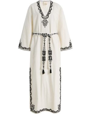 ILIO NEMA Celeus Dori-Embroidered Cotton Caftan - White