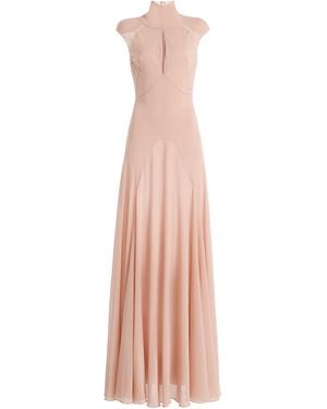 Harithand Amelia Silk Georgette Fluid Maxi Dress - Pink