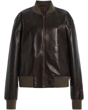 The Row Morisel Leather Bomber Jacket - Black