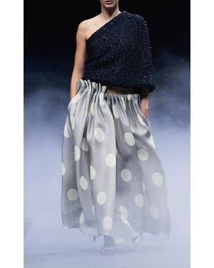 KHAITE Riley Gathered Silk Gazar Maxi Skirt - Blue
