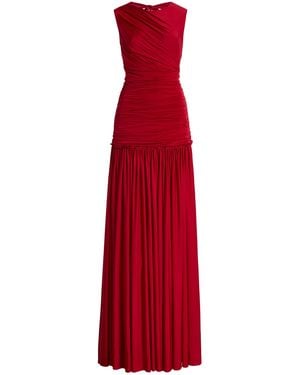 Siedres Exclusive Alina Ruched Jersey Maxi Dress - Red
