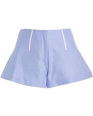 Brandon Maxwell The Cricket Boning-Detailed Cotton Mini Shorts - Blue