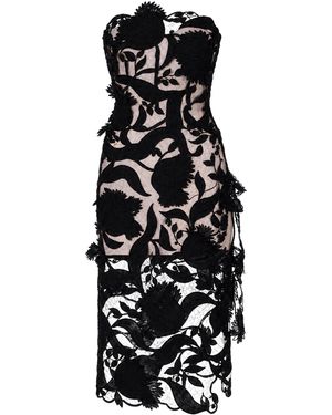 Monse Floral Corset Lace Mini Dress - Black