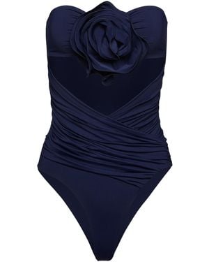 Magda Butrym Rosette Strapless One-Piece Swim Suit - Blue