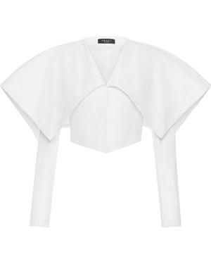 A.W.A.K.E. MODE Collared Stretch-Poplin Cropped Blazer - White