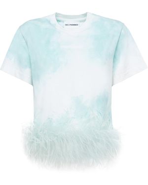 DES_PHEMMES Classic Feathered Cotton T-Shirt - Blue