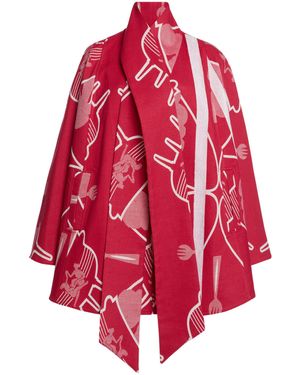 Thebe Magugu Basotho Bow-front Cotton Cape - Red