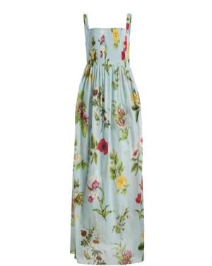 Oscar de la Renta Floral Cotton-Voile Maxi Dress - Green