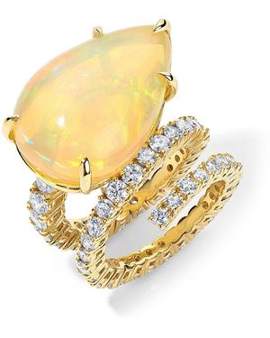 Mindi Mond New York Opal And Diamond Spiral Ring - Metallic