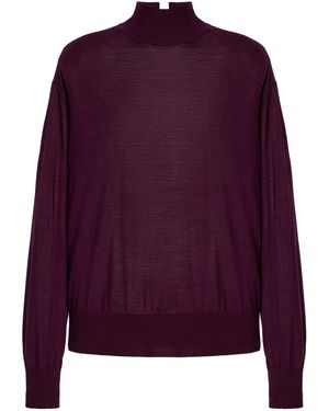 Another Tomorrow Wool Turtleneck Jumper - Purple