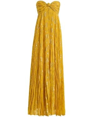 Alexis Soleil Knotted Fil Coupé Gown - Yellow