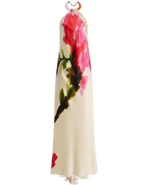 Silvia Tcherassi Jesse Silk-Satin Maxi Halter Dress - Multicolour